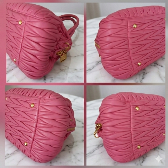 Miu Miu 💕 Pink Matelasse Nappa Leather Top Handle Satchel Bag Pristine ✨ - Picture 13 of 17